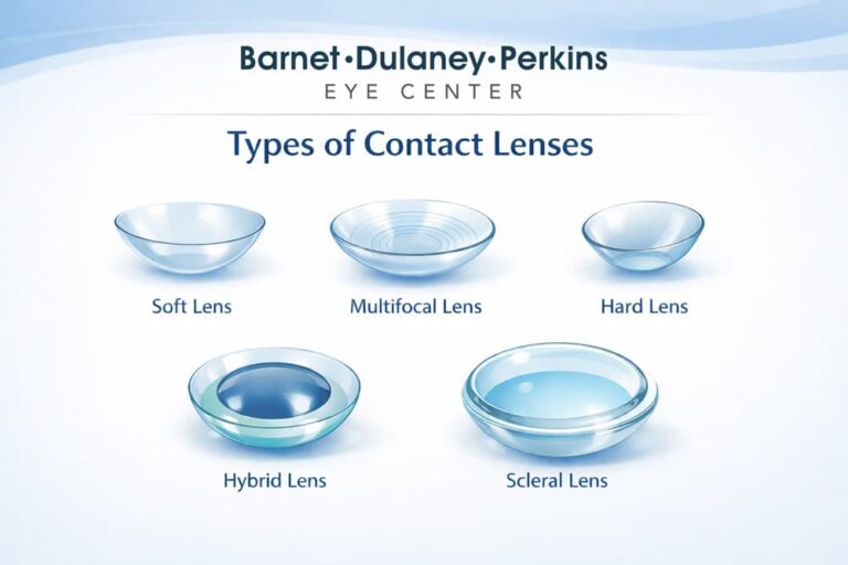 Types of specialty contact lenses available through Barnet Dulany Perkins.