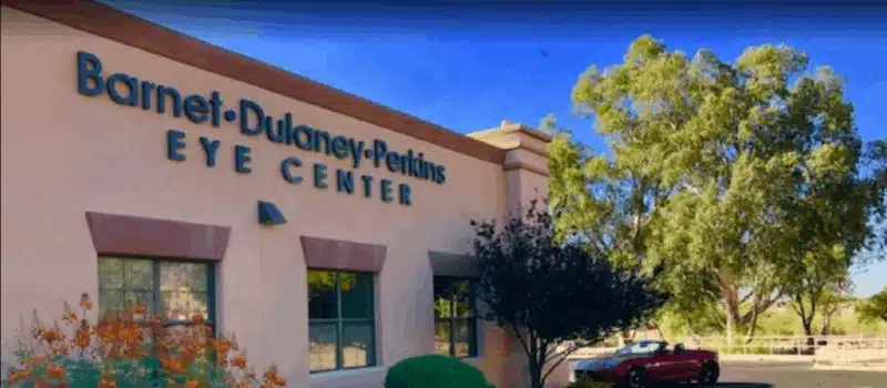 Exterior photo of our Barnet Dulaney Perkins Eye Center building in Tucson, AZ on Oracle Rd.